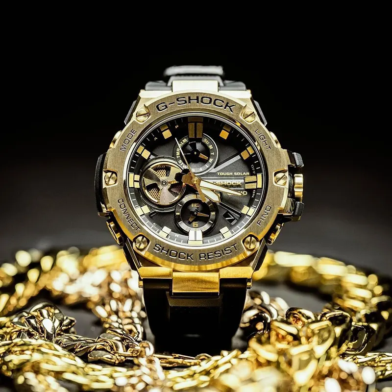 Casio G-Shock Tought Solar Gold-ion-plated Black Resin Men's Watch- GST‑B100GB‑1A9